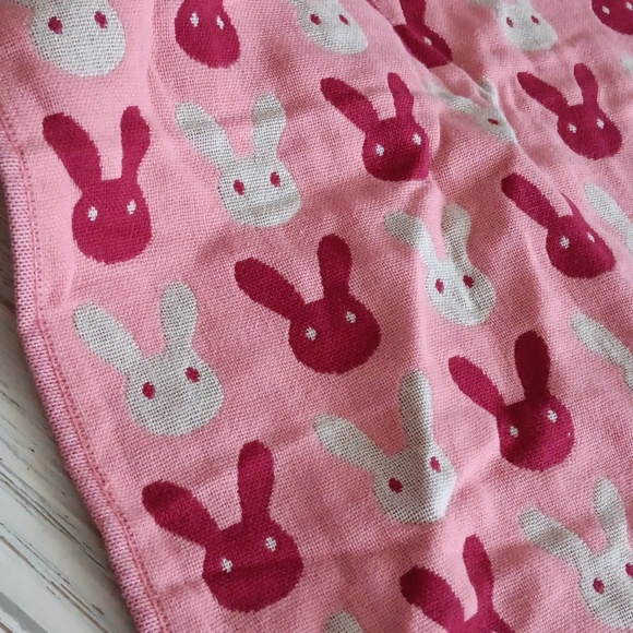 Shmily towel: colorful artsy kawaii Bunny Rabbit woven hand or kitchen tow… - Picture 3 of 3